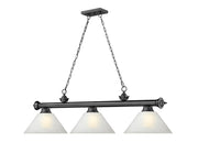Cordon 3 Light 57.25" Billiard, Glass Shades (A) in Bronze Plate