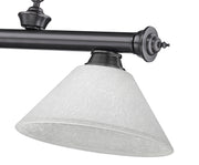Cordon 3 Light 57.25" Billiard, Glass Shades (A) in Bronze Plate