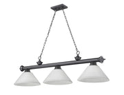 Cordon 3 Light 57.25" Billiard, Glass Shades (A) in Bronze Plate