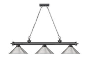 Cordon 3 Light 57.25" Billiard, Metal Shades in Bronze Plate