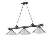 Cordon 3 Light 57.25" Billiard, Metal Shades in Bronze Plate