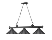 Cordon 3 Light 57.25" Billiard, Metal Shades in Bronze Plate