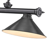 Cordon 3 Light 57.25" Billiard, Metal Shades in Bronze Plate