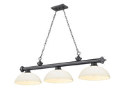Cordon 3 Light 57.25" Billiard, Glass Shades (D) in Bronze Plate