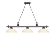 Cordon 3 Light 57.25" Billiard, Glass Shades (D) in Bronze Plate