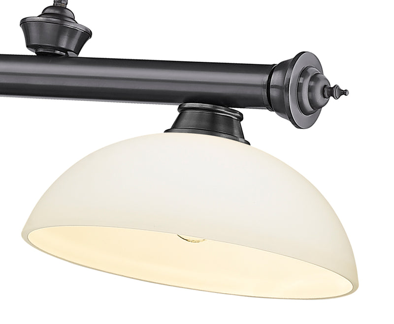 Cordon 3 Light 57.25" Billiard, Glass Shades (D) in Bronze Plate