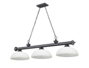 Cordon 3 Light 57.25" Billiard, Glass Shades (D) in Bronze Plate