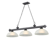 Cordon 3 Light 57.25" Billiard, Glass Shades (D) in Bronze Plate
