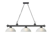 Cordon 3 Light 57.25" Billiard, Glass Shades (D) in Bronze Plate