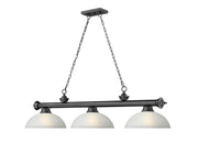 Cordon 3 Light 57.25" Billiard, Glass Shades (D) in Bronze Plate