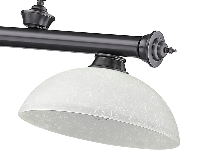 Cordon 3 Light 57.25" Billiard, Glass Shades (D) in Bronze Plate