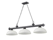 Cordon 3 Light 57.25" Billiard, Glass Shades (D) in Bronze Plate