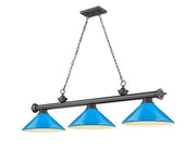 Cordon 3 Light 58" Billiard, Metal Shades (M) in Bronze Plate