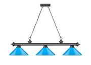 Cordon 3 Light 58" Billiard, Metal Shades (M) in Bronze Plate