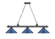Cordon 3 Light 58" Billiard, Metal Shades (M) in Bronze Plate