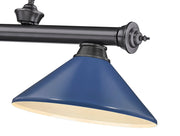 Cordon 3 Light 58" Billiard, Metal Shades (M) in Bronze Plate