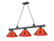Cordon 3 Light 57.25" Billiard, Plastic Shades in Bronze Plate