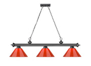 Cordon 3 Light 57.25" Billiard, Plastic Shades in Bronze Plate