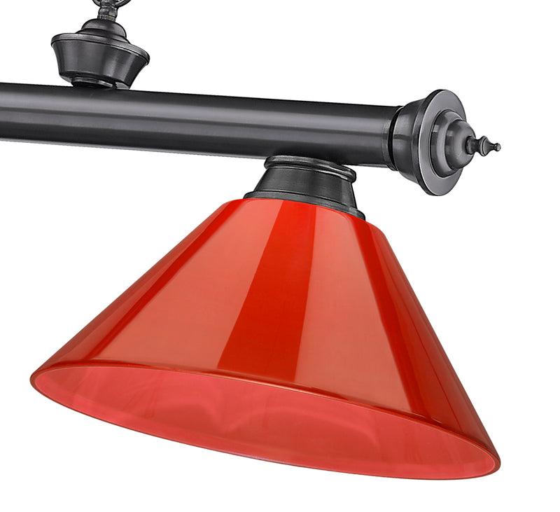 Cordon 3 Light 57.25" Billiard, Plastic Shades in Bronze Plate
