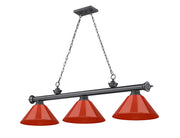 Cordon 3 Light 57.25" Billiard, Plastic Shades in Bronze Plate