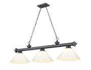 Cordon 3 Light 57.25" Billiard, Plastic Shades in Bronze Plate