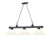 Cordon 3 Light 57.25" Billiard, Plastic Shades in Bronze Plate