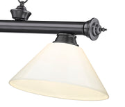Cordon 3 Light 57.25" Billiard, Plastic Shades in Bronze Plate