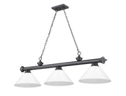 Cordon 3 Light 57.25" Billiard, Plastic Shades in Bronze Plate