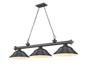 Cordon 3 Light 58" Billiard, Metal Shades (ST) in Bronze Plate