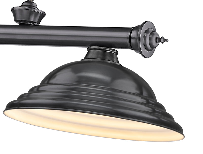 Cordon 3 Light 58" Billiard, Metal Shades (ST) in Bronze Plate