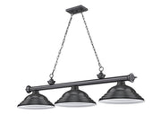 Cordon 3 Light 58" Billiard, Metal Shades (ST) in Bronze Plate