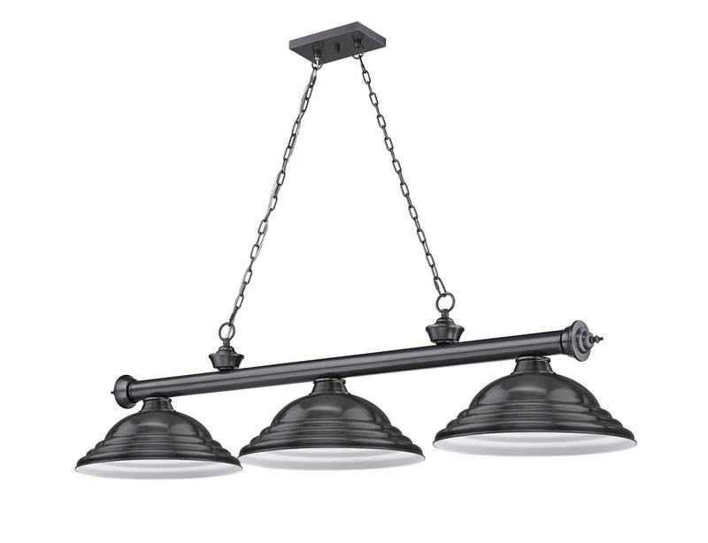 Cordon 3 Light 58" Billiard, Metal Shades (ST) in Bronze Plate