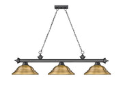 Cordon 3 Light 58" Billiard, Metal Shades (ST) in Bronze Plate