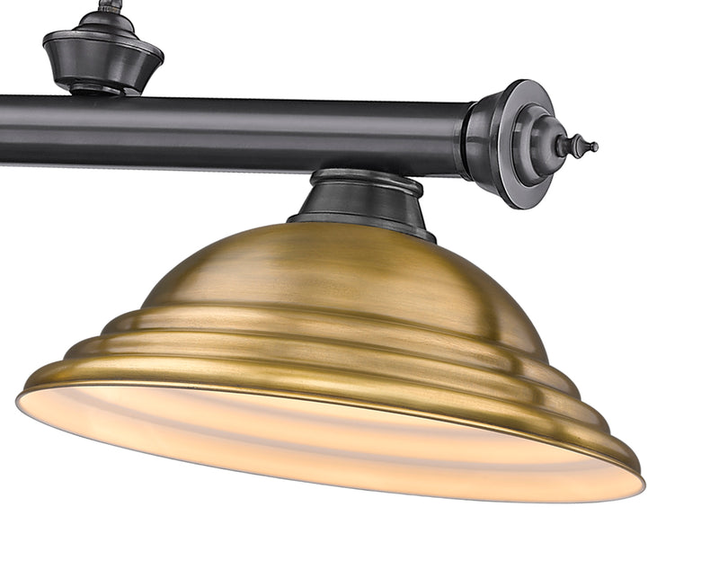 Cordon 3 Light 58" Billiard, Metal Shades (ST) in Bronze Plate