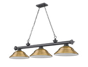 Cordon 3 Light 58" Billiard, Metal Shades (ST) in Bronze Plate