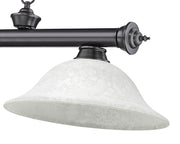 Cordon 3 Light 58" Billiard, Glass Shades in Bronze Plate