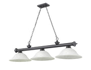Cordon 3 Light 58" Billiard, Glass Shades in Bronze Plate