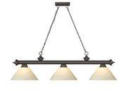 Cordon 3 Light 57.25" Billiard, Glass Shades (A) in Bronze