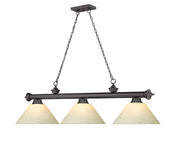 Cordon 3 Light 57.25" Billiard, Glass Shades (A) in Bronze