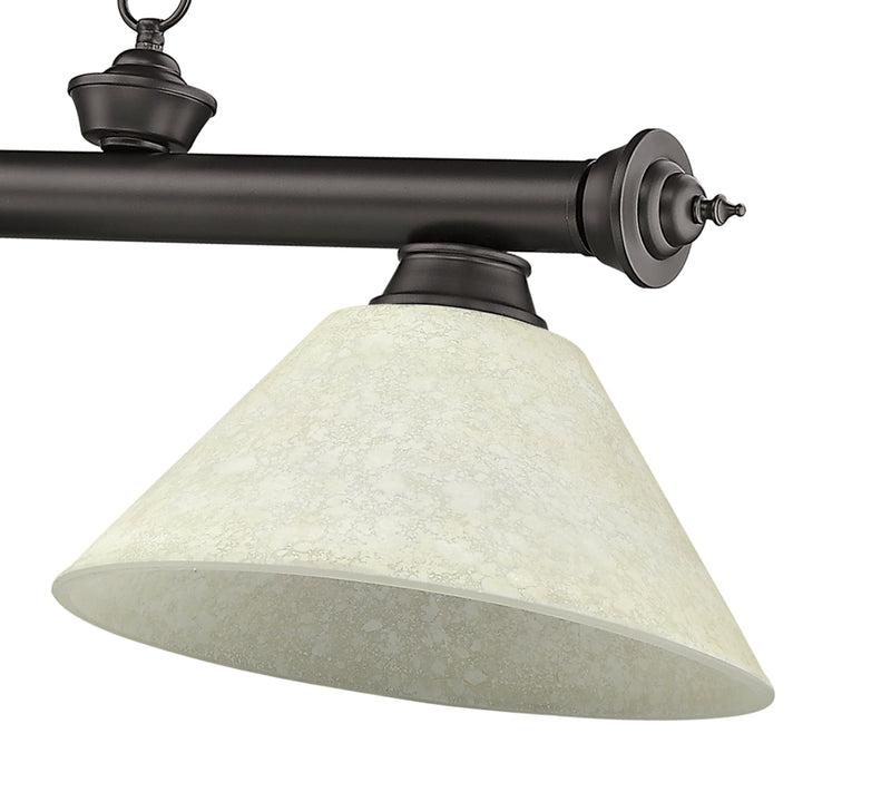 Cordon 3 Light 57.25" Billiard, Glass Shades (A) in Bronze