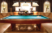 Cordon 3 Light 57.25" Billiard, Glass Shades (A) in Bronze in a room setting