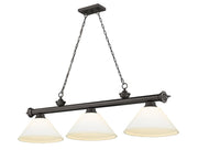 Cordon 3 Light 57.25" Billiard, Glass Shades (A) in Bronze