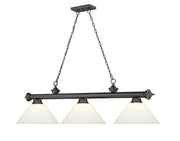 Cordon 3 Light 57.25" Billiard, Glass Shades (A) in Bronze