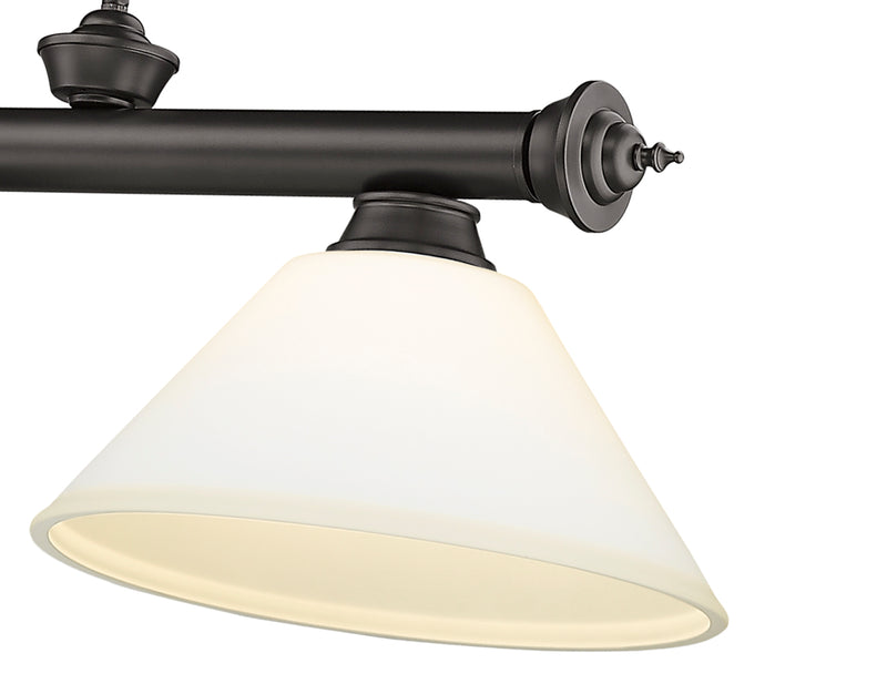 Cordon 3 Light 57.25" Billiard, Glass Shades (A) in Bronze