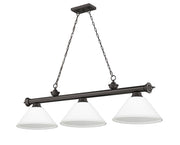 Cordon 3 Light 57.25" Billiard, Glass Shades (A) in Bronze