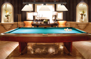 Cordon 3 Light 57.25" Billiard, Glass Shades (A) in Bronze in a room setting