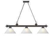 Cordon 3 Light 57.25" Billiard, Glass Shades (A) in Bronze