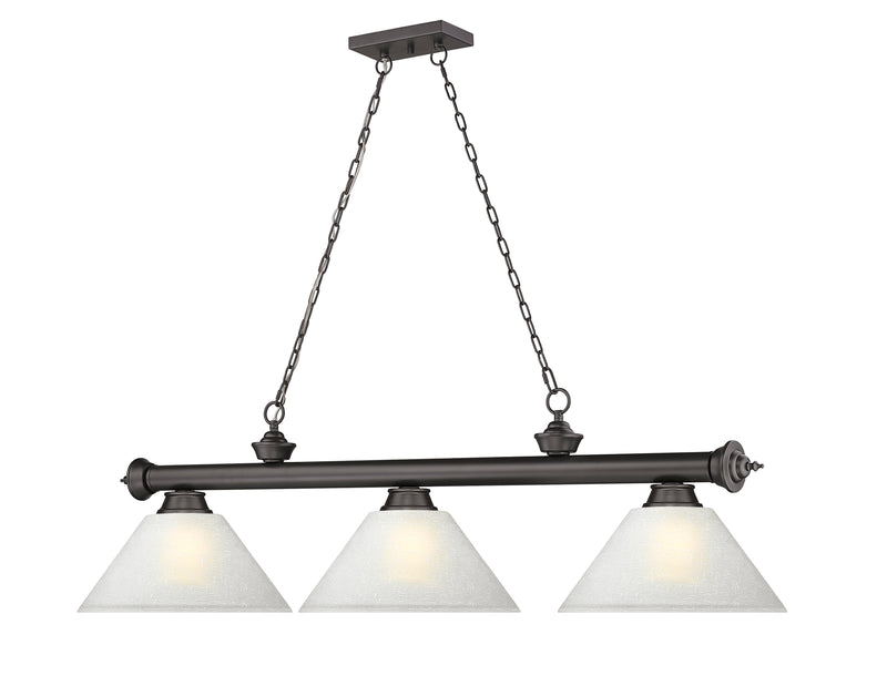 Cordon 3 Light 57.25" Billiard, Glass Shades (A) in Bronze