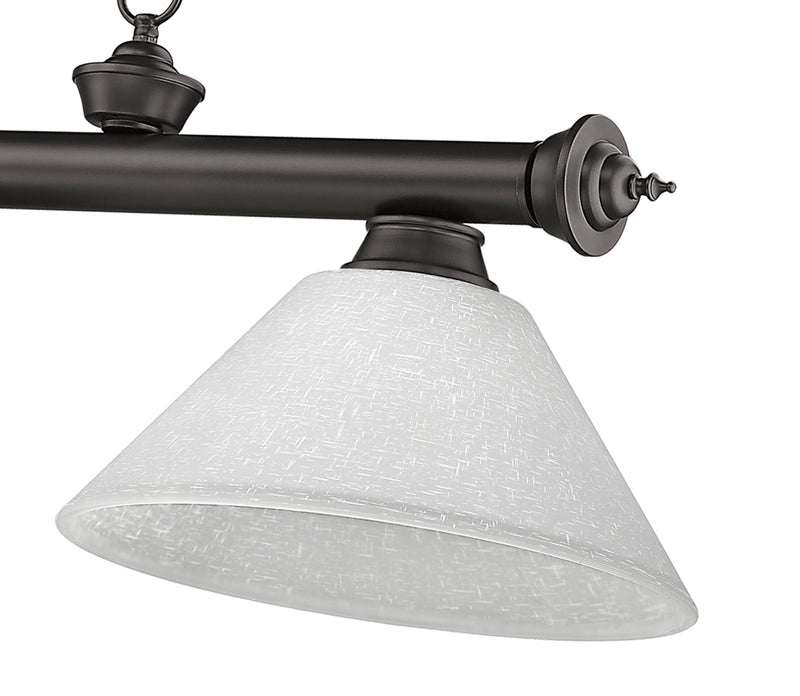 Cordon 3 Light 57.25" Billiard, Glass Shades (A) in Bronze