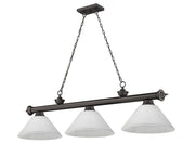 Cordon 3 Light 57.25" Billiard, Glass Shades (A) in Bronze